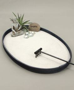 Buddha Oasis Breathe Zen Garden Zen Garden Ideas Backyard, Mini Zen Garden Ideas, Draw Waves, Desk Zen Garden, Desktop Zen Garden, Zen Office, Small Buddha Statue, Zen Sand Garden, North Node