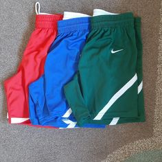 Nike 3 Pairs Of Women's Athletic Shorts Blue Red Green Brand New Never Worn Tags Have Been Removed Nike Multicolor Sports Bottoms, Nike Multicolor Casual Bottoms, Nike Casual Multicolor Bottoms, Casual Multicolor Nike Bottoms, Period Undies, Womens Athletic Shorts, Green Brands, Shorts Nike, Walker Boots