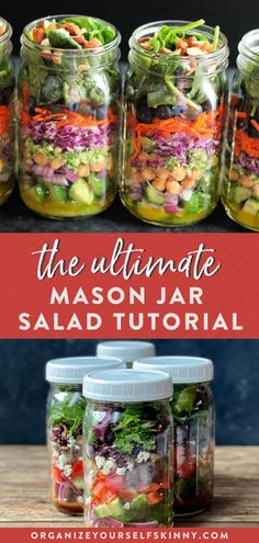 mason jar salads with text overlay the ultimate mason jar salad