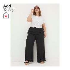 in stock Black Relaxed Fit Wide Leg Pants For Day Out, Black Wide Leg Pants For Relaxed Day Out, Versatile Black Pants For Day Out, Stretch Wide Leg Black Pants For Day Out, Black Straight Leg Pants For Day Out, Stretch Black Wide Leg Pants For Day Out, Chic Black Relaxed Fit Bottoms, Chic Black Bottoms With Relaxed Fit, Palazzo Trousers