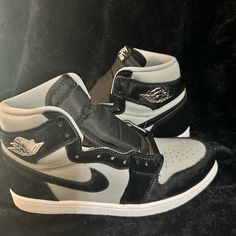 New In Box Women’s Jordan 1 High Og Twist Gray With Black Fur Custom Gray Sneakers With Cushioned Footbed, Nike Gray High-top Basketball Shoes, Nike Custom Gray Leather Sneakers, Custom Nike Leather Sneakers In Gray, Gray High-top Jordan Shoes, Custom Gray Leather Nike Sneakers, Gray Custom Sneakers With Round Toe In Synthetic, Gray Custom Sneakers With Synthetic Material And Round Toe, Gray Custom Round Toe Synthetic Sneakers