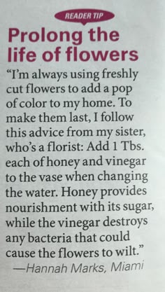 an article in the paper that says, i'm always using freshly cut flowers to add pop or color to my home