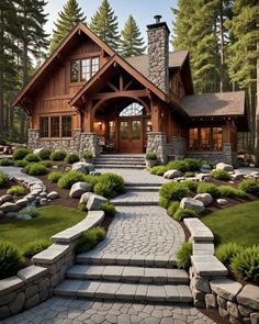 #BEAUTY ,#REALATIONSHIPS #Fashion #Outfits #SUMMER Outfits #Animals Log Cabin With Stone Exterior, Stone Houses Rustic, A Line House, Modern Log House, Munduk Bali, Mountain Style Homes, Chalet Style Homes, Property Business