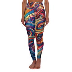 Rave Outfit, Festival, Leggings, Pants, Workout Leggings, Printed Leggings, Leggings for Women - Confused, where to start? Don't worry because our Trippy Rave Leggings are exactly what you're looking for. Not just for a rave or a festival, these leggings are maternity friendly and perfect for every occasion--from a power-packed workout to a casual day out.  PRODUCT DETAILS:         These skinny fitting high-waisted yoga leggings will take you from workout to store run in comfort and style. They are fully customizable with an all-over print that adds an instant pop to any athleisure wardrobe.      -83% Polyester, 17% Spandex      -Skinny fit      -Outside seam thread is color-matched to design      -Interior white seam thread      -Double layer waistband      -NB! When stretched excessively Workout Leggings Printed, Festival Leggings, Rave Leggings, Outfit Festival, High Waisted Yoga Leggings, Pants Gift, Music Festival Outfit, Rave Outfit, Plus Size Leggings