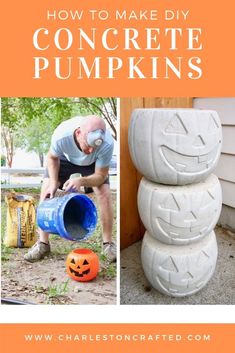 how to make diy concrete pumpkins