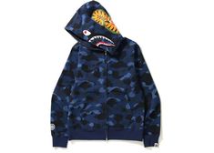 BAPE Color Camo Shark Full Zip Hoodie Blue - Blue Bape Hoodie, Nigo Bape, Sneaker Accessories, Bape Shark Hoodie, Bape Jacket, Double Hoodie, Bape Shark, Bape Hoodie, Ape Bape