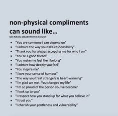 an ad with the words non - physical compliments can sound like