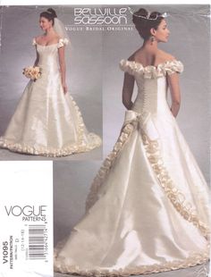 an image of a woman in a wedding dress on the cover of a sewing pattern