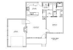 the floor plan for a two bedroom, one bath apartment with an attached bathroom and living room