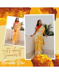 Gone are the days where you cannot wrap a saree coz it's hot outside.Every saree in this collection is made of 100% pure Mulmul cotton , in soothing fresh colours , with beautiful hand block prints of summer flowers. Dip yourself in our limited edition Summer'23 Cotton Sarees , and be the summer flower and the evening breeze that the world is waiting for. Detailed Description: Body Colour : Sun Orange Border  : No Border , Lace detailing at Aanchal end Pattern : Floral handblock prints on tie and dye fabric Summer Saree, Orange Marigold, Border Lace, Hot Outside, Cotton Sarees, It's Hot, Body Colour, Summer Cotton, Pattern Floral