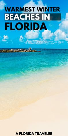 the front cover of a book with blue water and white sand on it, in florida