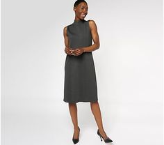 Tailored by Susan Graver Regular Smart Ponte Mock Neck Dress - QVC.com Mock Neck Dress, Susan Graver, Tailored Jacket, Princess Seam, Love Affair, Preppy Style, Mock Neck, Neck Dress, The Dress