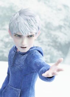 an animated image of a boy with grey hair