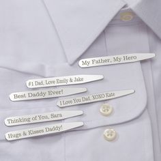 Personalized Silver Collar Stays Set - 13065 Groom Gift Box, Dress Shirt Collar, Custom Cufflinks, Personalized Cufflinks, Great Gifts For Dad, Unique Gifts For Him, Collar Stays, Personalized Gifts For Dad, Cufflink Set