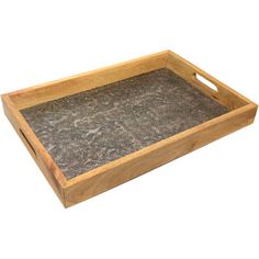 a wooden tray with an intricate design on the bottom and sides, holding a handle for handles