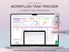 the workflow task trackerr is displayed on a laptop and desktop screen with additional tasks