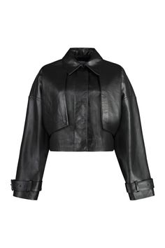 Strap with buckle at cuffscropped length100% ovine leatherComposition: 100% % Ovine Leather Calvin Klein Women, Leather Jacket Black, Matches Fashion, Fashion Editor, Red Jacket, Yoga Wear, Wool Jacket, Crop Jacket, Tweed Jacket