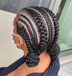 Pigtail Buns with Feed-In Braids Pigtail Buns, Feed In Braids, Braided Hairdo, Feed In Braids Hairstyles, African Hair Braiding Styles, Braided Cornrow Hairstyles, Braids Hairstyles Pictures, Pelo Afro, Protective Hairstyles Braids