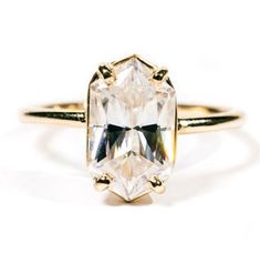 Loretta Elongated Hexagon Antique Moissanite Engagement Ring - MTD Engagement Rings Hexagon Diamond, Elongated Vintage Inspired Rings, Elongated Hexagon Gemstone Ring, Luxury Hexagon Diamond Engagement Ring, Hexagonal Engagement Ring, Elongated Hexagon Engagement Ring, Hexagon Engagement Ring, Most Popular Engagement Rings, Ring Inspo