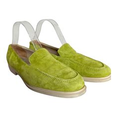 Bally Of Switzerland Italian Suede Antofa Loafers Classic Slip On In Modern Fun Lime Green Color Way. Made In Italy Size 9.5 Us Italy 40 Very Good Pre-Owned Condition. Bally Shoes, Green Color, Lime Green, Green Colors, Switzerland, Loafers, Slip On, In Italy, Socks