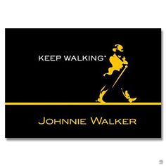 a black and yellow business card with the words'keep walking'in gold on it