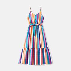 Introducing our Colorful Striped Sleeveless Belted Dresses for Mommy and Daughter! Crafted with comfort and style in mind, these adorable dresses are perfect for creating precious mother-daughter moments. Made from high-quality polyester, they are soft, lightweight, and ideal for the warm summer days ahead. Featuring a vibrant and eye-catching striped pattern, these sleeveless dresses add a pop of color to your wardrobe. The belted design not only accentuates your figure but also adds a touch of elegance to the overall look. Whether you're heading out for a casual day at the park or attending a family gathering, these dresses are versatile enough to suit any occasion. Simply pair them with your favorite sandals or sneakers for a chic and effortless ensemble. Add these delightful dresses to Matching Kids Outfits, Colorful Baby, Girl Nursery Decor, Mother Daughter Dress, Trendy Mom, Mommy And Me Outfits, Star Dress, Spring Summer Dress, Matching Family Outfits