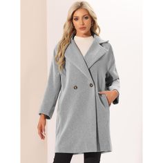 This winter coat features a notch lapel collar and double-breasted details, exuding elegance. Pair it with high heels and a stylish bag for a fashionable look in the winter. Perfect for cool weather, shopping, work, office, outdoor activities, casual outings, and weekends. Machine wash with like colors for easy care. Winter Fur Coats, Hooded Rain Jacket, Fur Hood Coat, Long Winter Coats, Long Winter, Fur Hood, Parka Jacket, Winter Coats Women, Fur Trim