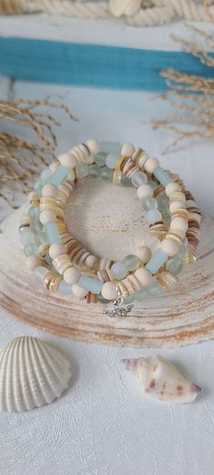 4 Beachy Boho Bracelets, Summer Bracelet Stack, Coastal Style, Seashell Bracelets, Beach Bracelet, Beachy Gift For Her, Sea Glass Jewelry Coastal Jewelry, Seashell Bracelet, Silver Diamond Bracelet, Lovers Bracelet, Beachy Jewelry, Beach Bracelets, Seashell Jewelry, Summer Bracelets, Bracelets Handmade Beaded