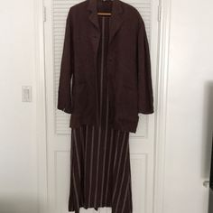 Beautiful Brown 100% Linen Dress And Jacket. Dress Has Cute Tie Back And Split. Purchased In The Uk And Is By British Designer Ally Capellino. Jacket Is A Uk 12 (Us 10) And Dress Is Uk 14 (Us 12). I Wore Both Together And I Would Say I Am Closer To A Us 12. Classic Single Breasted Jacket Dress For Spring, Classic Linen Outerwear For Daywear, Classic Single-breasted Jacket Dress For Spring, Classic Single Breasted Long Sleeve Jacket Dress, Single Breasted Linen Blazer For Daywear, Linen Single Breasted Blazer For Daywear, Classic Long Sleeve Single Breasted Jacket Dress, Classic Long Sleeve Blazer For Daywear, Notch Lapel Jacket Dress With Buttons For Fall