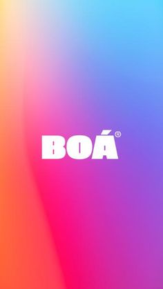 the word boa written in white on a colorful background