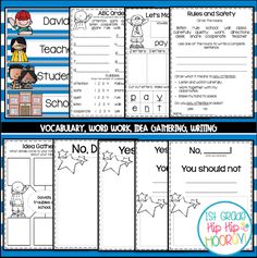 worksheet for the word work area with pictures and words to describe in it