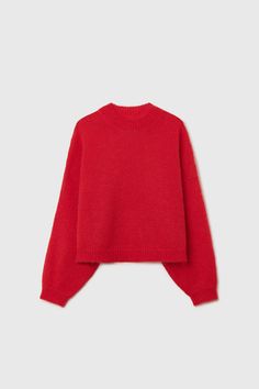 this red sweater is a fresh take on transitional knitwear. regular fit, detailed with crew neck, voluminous sleeves and accented with ribbed trims. crafted from a blend of mohair and merino wool that's boiled for additional softness and warmth. this sweater is ethically and carefully manufactured in la coruña, with japanese knitting machines and finished by hand. cordera cares about the environment using recycled yarns with traceability certified and low environmental impact production cycle.. m Japanese Knitting, Knitting Machines, Fabric Embellishment, Voluminous Sleeves, Recycled Yarn, Red Sweater, Mohair Sweater, Red Design, Boy Tees