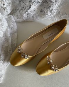 "Beautiful and elegant almost Flat Satin Shoes, heel is only 1/2\" it adds beauty and elegance to this classic style; crystals embellishments SILVER OR GOLD please LET ME KNOW IN THE BUYERS NOTES look at the pictures, Color of shoes pictured Gold/Mustard color, i suggest to order color swatches samples if, you need a close match to your color, below find the link to order color swatches. BY PURCHASING THIS LISTING, YOU AGREE TO HAVE READ ALL INFORMATION, AND SHOP POLICIES. THANK YOU! EVERY SHOES Gold Closed Toe Flats For Evening, Formal Closed Toe Flats With Rhinestones, Classic Party Flats With Low Heel, Elegant Embellished Flats For Evening, Elegant Embellished Flats For Formal Occasions, Elegant Embellished Evening Flats, Elegant Flat Wedding Shoes With Rhinestones, Elegant Embellished Formal Flats, Elegant Flat Wedding Shoes For Evening