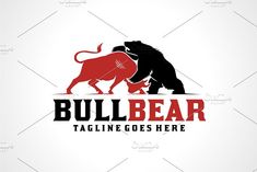 bull and bear logo design template