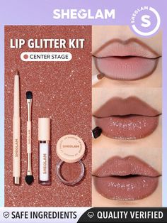 SHEGLAM Kit de Brillo Labial Glitter - Centro de Escenario Brillo Labial Líquido de Larga Duración Sexy Super Stay No Pegajoso Brillante Kit Líquido Labial Líquido Rosa Y2K | SHEIN USA Glitter Lip, Lipstick Pink, Glitter Lip Gloss, Pink Y2k, Glitter Lips, Lip Kit