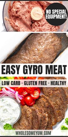 Gyro Meat Recipe: How To Make Gyros Keto Gyro Recipe, Homemade Gyro Meat Ground Lamb, Gyros With Ground Lamb, How To Make Donair Meat, Greek Lamb Gyro Recipe, Easy Greek Gyros, Gyro Ground Beef, Keto Gyro Meat, Air Fryer Gyro Meat