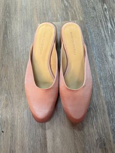 Brand: Mari Giudicelli Style: SHOES DESIGNER Color: LIGHT PINK Size: 8 Other Info: MARI GIUDICELLI - SIZE 38. Model Number: LEBLON MULES SKU: 137-13745-279480 CONDITION: GENTLY USED Pink Slip-on Flats For Summer, Pink Round Toe Flats For Spring, Pink Almond Toe Flats With Rubber Sole, Pink Synthetic Flats For Spring, Pink Slip-on Flats With Rubber Sole, Pink Flats With Rubber Sole For Spring, Pink Slip-on Flats With Leather Sole, Pink Slip-on Flats With Pointed Toe, Pink Flats With Leather Sole