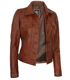 Brown Cognac Leather Trucker Jacket For Women
Introducing our Brown Cognac Trucker Leather Jacket for Women, a timeless and versatile piece crafted from 100% real lambskin leather, this jacket showcases a classic trucker silhouette with a contemporary twist. The warm brown hue adds depth and character, while the button-front closure and chest pockets provide functionality. Elevate your style and embrace a refined yet edgy look with this impeccably crafted leather jacket that effortlessly combines comfort and fashion-forward design. Asymmetrical Leather Jacket, Maroon Leather Jacket, Pleather Jacket, Black Leather Blazer, Tan Leather Jackets, Black Leather Moto Jacket, Women Trucker, Leather Jacket With Hood, Black Leather Biker Jacket