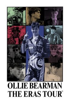 an advertisement for the movie oleliebearman the eras tour with photos of young men