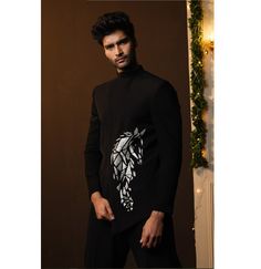 PRODUCT DETAILS:- Black full sleeve jodhpuri  with dhaga jari placement embroidery in horse pattern. Featuring italian z black smooth fabric is a perfect blend of style and comfort. FEATURES:- (i) JODHPURI (top) Mens Wedding Wear Indian, Italian Embroidery, Man Wear, Black Blazer Outfit, Bollywood Theme, Placement Embroidery, Party Outfit Men, Mens Wear Wedding, Indian Groom Wear