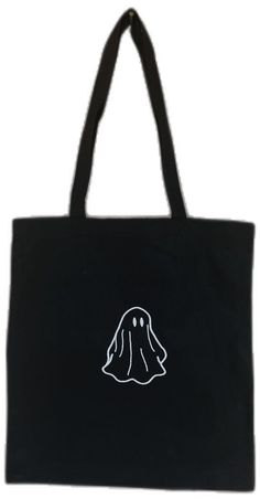 Casual Black Halloween Bag, Casual Black Bag For Halloween, Embroidered Ghost, Ghost Tote Bag, Halloween Tee Shirts, Halloween Tote Bag, Embroidered Sweatshirts, Cotton Totes, Ghost