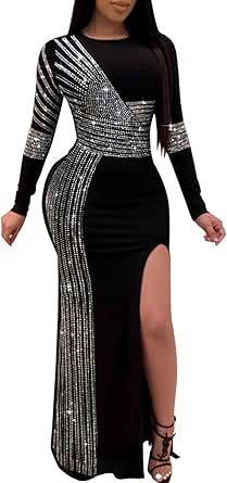 Vintage Chic Fashion, Women Club Dresses, Dresses Nightclub, Nightclub Dress, Maxi Bodycon Dress, Fishtail Dress, Split Dress, Rhinestone Dress, Vestidos Vintage