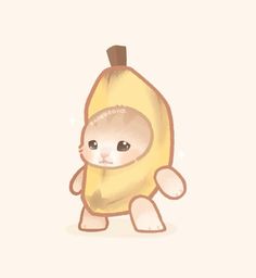 a drawing of a cat in a banana costume