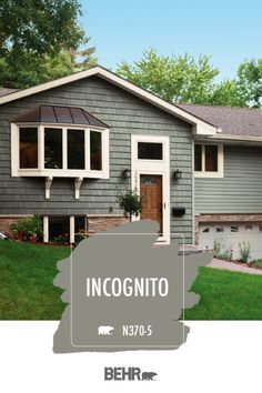 a gray house with the words incognito n90 - 5 on it