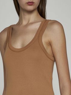 100% cotton Brown Cotton Tops For Daywear, Fitted Brown Tops For Daywear, Christophe Lemaire, Cotton Tank Top, Sneaker Wedge, Yoga Wear, Luxury Accessories, Luxury Retail, Men's Collection