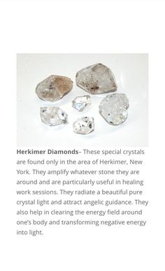 Herkimer Diamonds:- These Specials are found only in the area of Herkimer, New York. Diamond Meaning, Crystal Healing Chart, Crystal Uses, Earth Gift, Spiritual Crystals