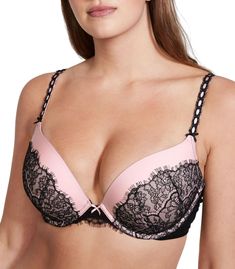 PRICES MAY VARY. Victoria's Secret Dream Angels Push Up Bra is designed to make you look and feel sexy. This comfortable bra is a great everyday choice with its soft fabric and adjustable straps. This push up bra features a plunging neckline for invisibility under your lowest-cut tops and dresses. Its soft, ultra-lifting padding molds to your curves for maximum lift while underwire cups offer just the right amount of support. Fully adjustable straps combined with a Smooth U-shaped back and stret Super Push Up, Bra Size Charts, Cute Bras, Push Up Pads, Comfortable Bras, Victoria Secrets, Everyday Bra, Triangle Bra, Black Bra