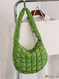 BirdinBag - Stylish Solid Color Bag with Ample Storage Capacity Trendy Green Bag With Single Shoulder Strap, Green Shoulder Bag With Single Strap For Daily Use, Green Tote Shoulder Bag With Single Strap, Casual Green Hobo Bag With Zipper Closure, Casual Green Satchel Shoulder Bag, Green Casual Bucket Bag For Errands, Green Large Capacity Baguette Shoulder Bag, Casual Green Baguette Bag With Removable Pouch, Large Capacity Green Baguette Bag For Travel