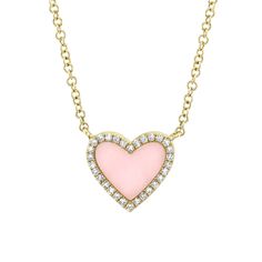 14k yellow gold necklace with pink opal heart and diamond halo 2.20 grams of 14k yellow gold. 0.46 carat of pink opal 0.09 total carat weight of diamonds. Opal Heart Necklace, Mens Diamond Jewelry, Gemstone Diamond Ring, Necklace With Diamond, Diamond Heart Pendant Necklace, 14k Yellow Gold Necklace, Diamond Fashion Rings, Diamond Bangles Bracelet, Jewelry Appraisal