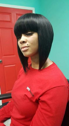 Quick Weave Bob With Bangs, Black Women Quick Weave, Hair Bob With Bangs, Red Hair Bob, Weave Bob Hairstyles, Hair Bobs, Quick Weaves